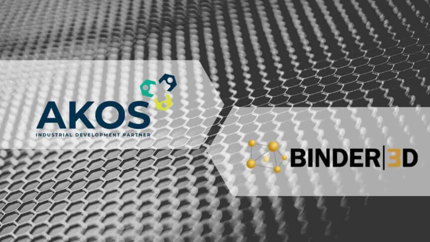 Foto van logo AKOS en Binder 3D waar AKOS lid van is