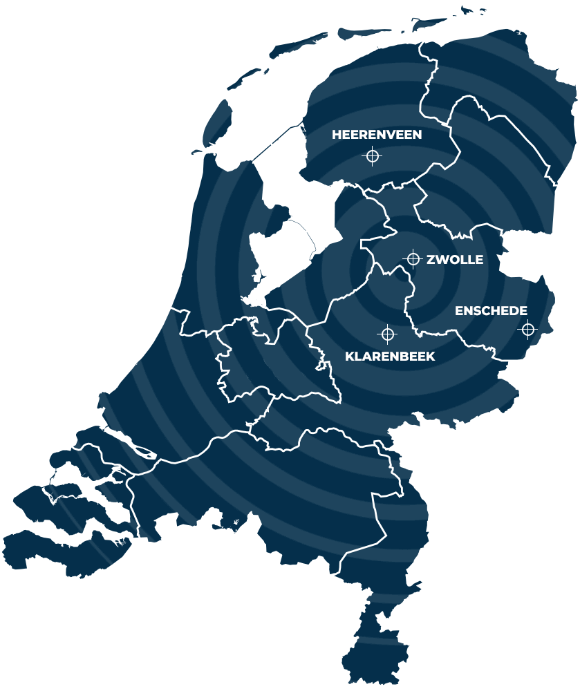 Vestigingen AKOS op kaart Nederland